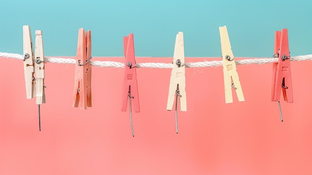 Portrait of cheerful assortment of clothes pegs