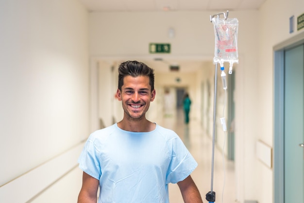 Portrait of Cheerful patient in hall