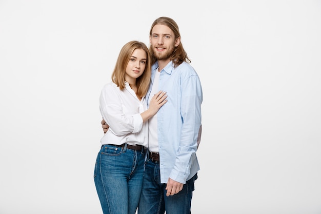 Portrait of cheerful young couple 