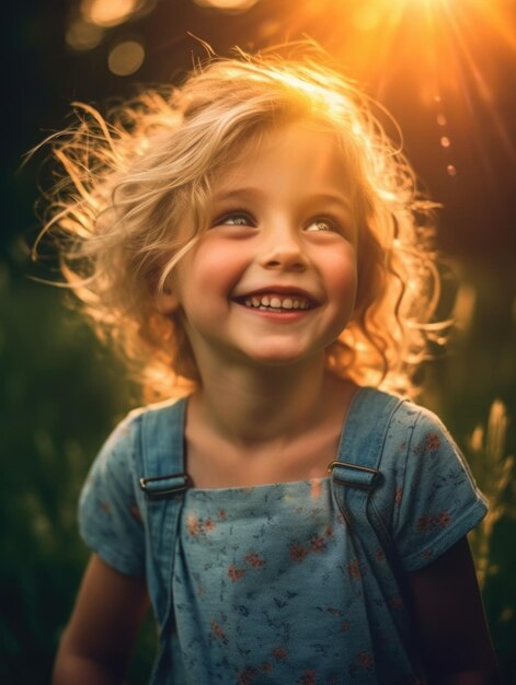 A Portrait of a Child Sparkling in the Sun Rays