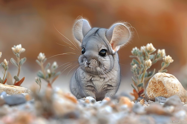 Portrait of a chinchilla in the desert Wildlife scene from nature