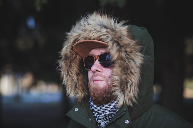 Portrait close-up of young stylishly man