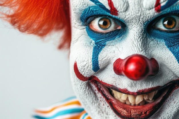 portrait of a clown smiling over white background portrait of a clown smiling over white background