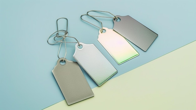 Photo portrait of collection of blank plastic loop tags