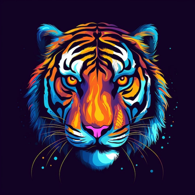 portrait of an colorful tiger illustration design