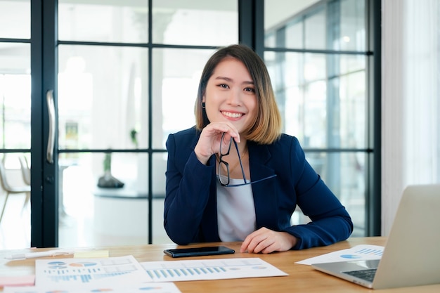 Portrait of confident businesswoman in office.