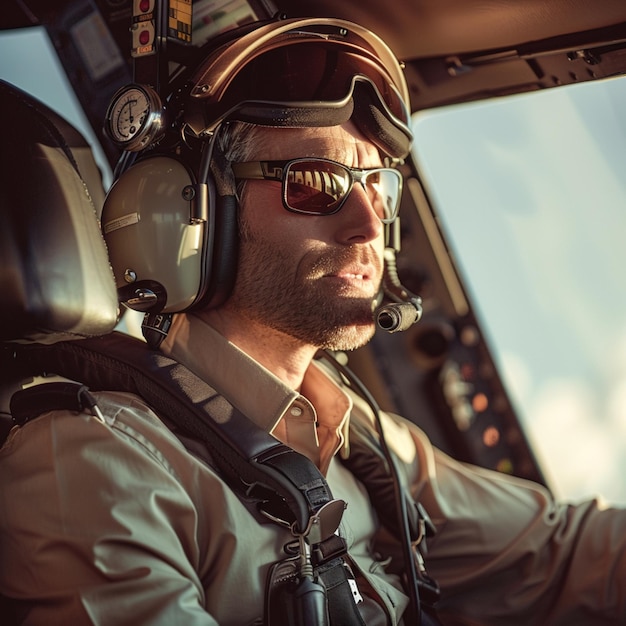 Photo portrait confident male pilot