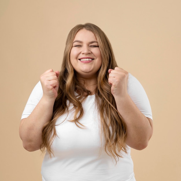 Portrait of confident oversized woman