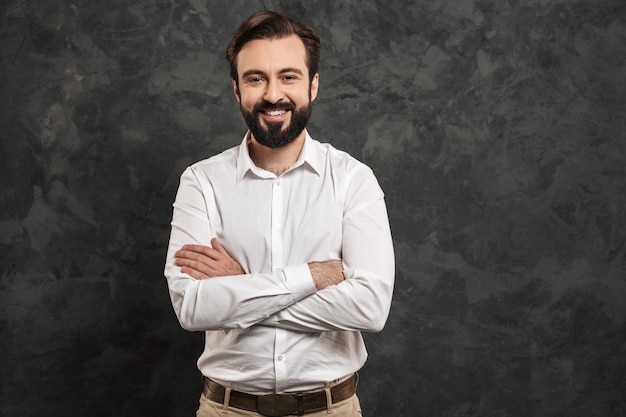 Portrait of a confident young man dressed white shirt