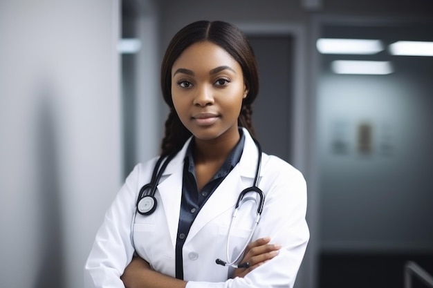 Portrait of a confident young woman working in the healthcare sector created with generative ai