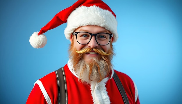 Portrait of cool stylish santa claus hipster enjoy newyear time magic festive celebration pull