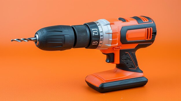 Photo portrait of a cordless drill in action