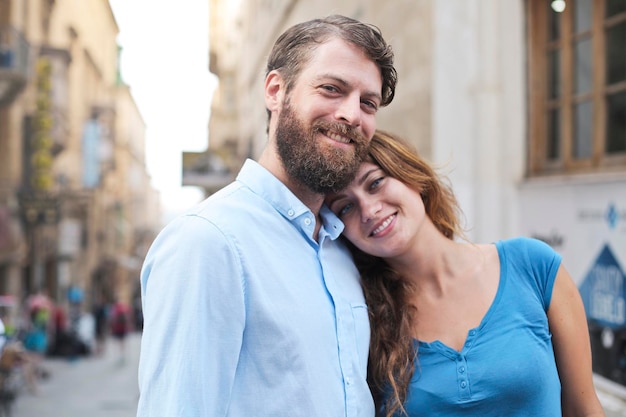 portrait of couple in the street