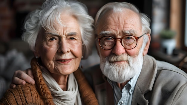 Portrait of a couple of two old people of retirement age AI Generated