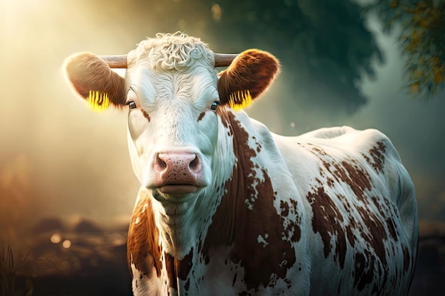 Portrait of cow in a natural environment generative ai