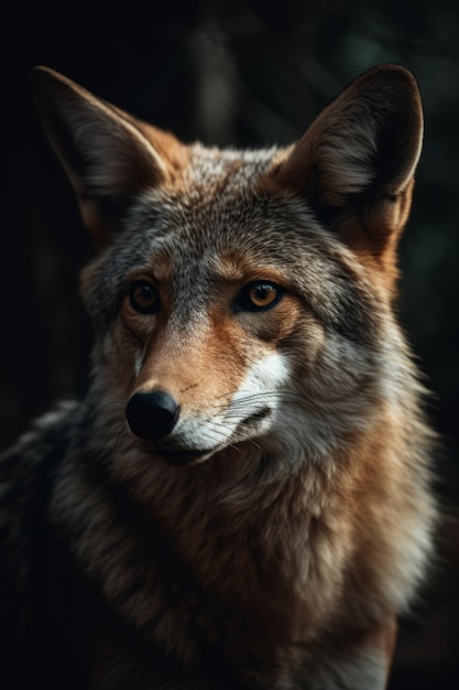 Portrait of Coyote Dramatic and Cinematic Lighting Photography Generative AI