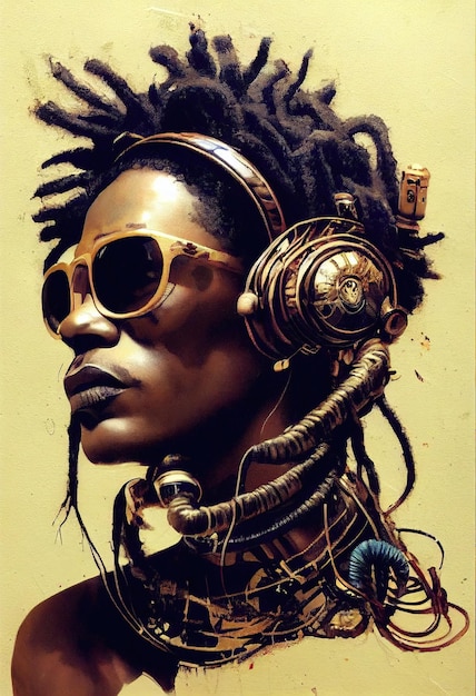 A portrait of a creative man wearing fancy headphones A lover of fashionable music