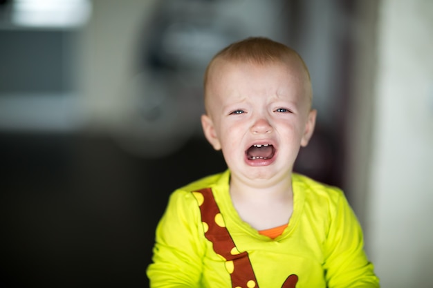 Portrait of crying child boy