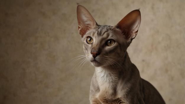 Photo portrait of a curious oriental cat