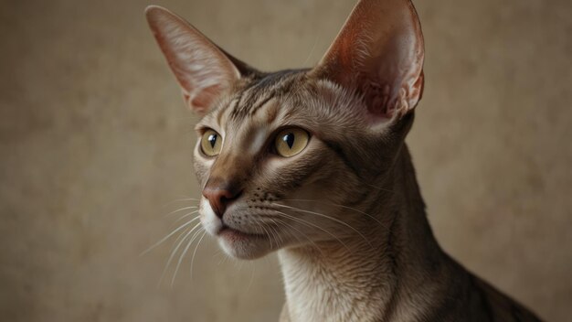 Photo portrait of a curious oriental shorthair cat