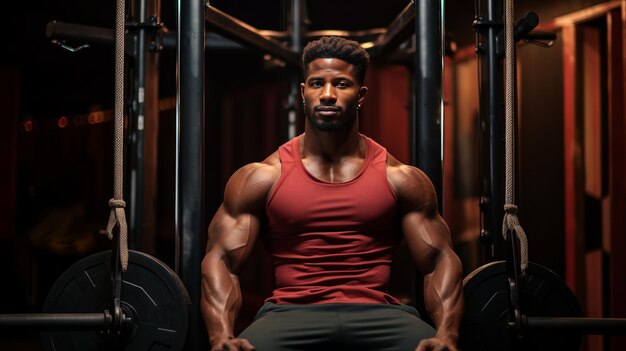 Portrait of a curlyhaired african american man in gym clothes vertical frame fitness and sports