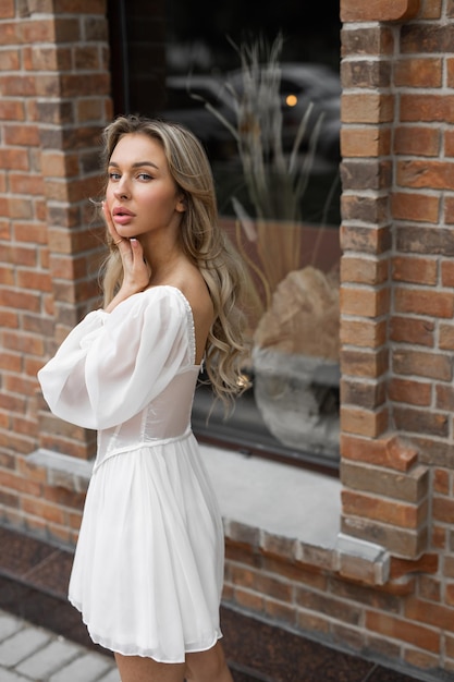 portrait of a cute attractive woman on a walk