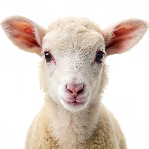 Portrait of a cute baby lamb Isolated on transparent background