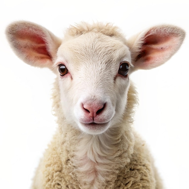 Portrait of a cute baby lamb Isolated on transparent background