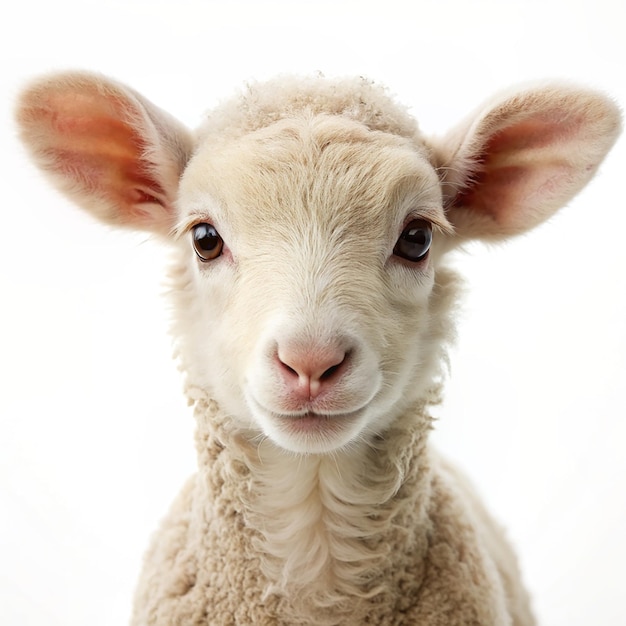 Portrait of a cute baby lamb Isolated on transparent background