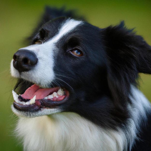 A Portrait of a cute Border Collie dog in the park