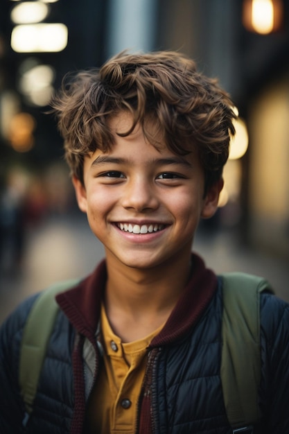 Portrait of cute boy with smiling face