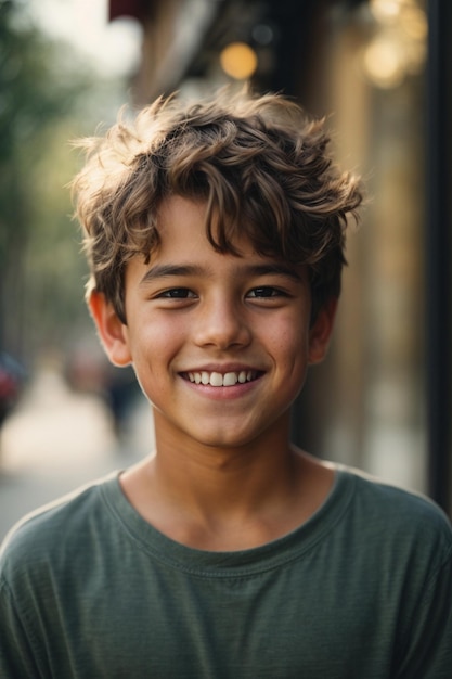 Portrait of cute boy with smiling face