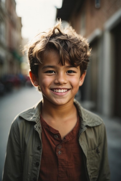 Portrait of cute boy with smiling face