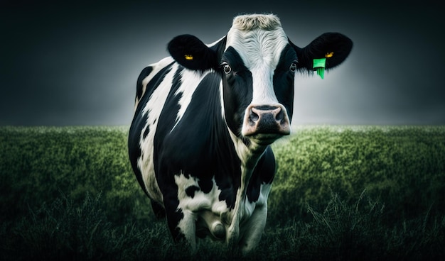 Portrait of cute cow Diary pretty animal looking funny Generative AI