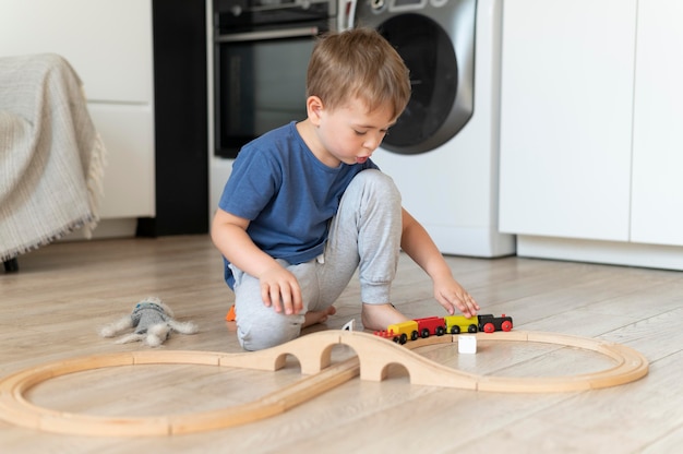 Portrait of cute little boy at home