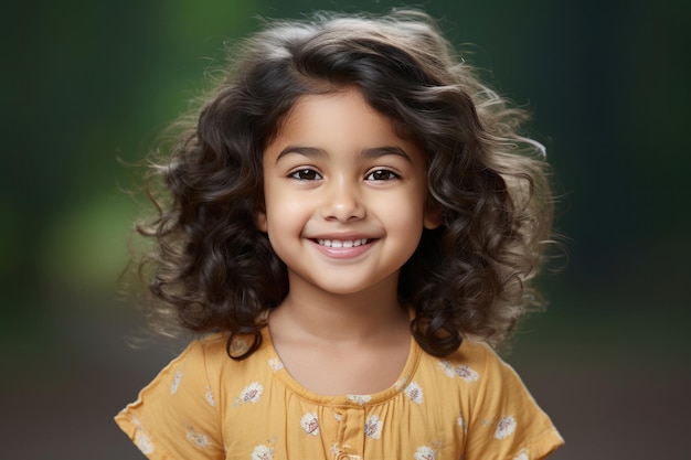 Portrait of cute little indian girl looking at camera