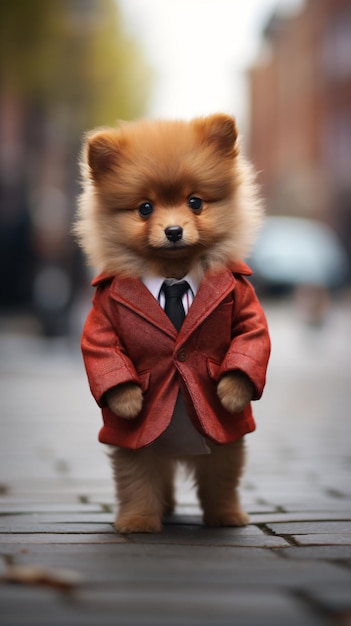 Portrait of a Cute Little Red German Spitz Puppy