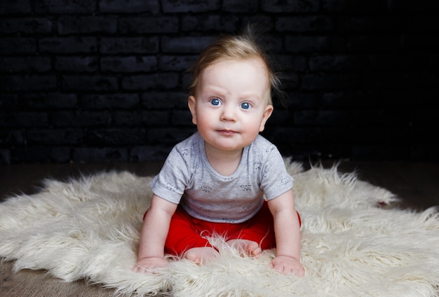 Portrait of a cute six month old baby.