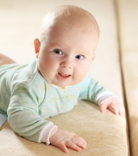 Portrait of a cute three month old baby