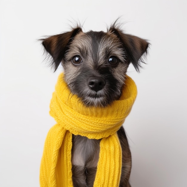 Photo portrait of a cute young small dog looking