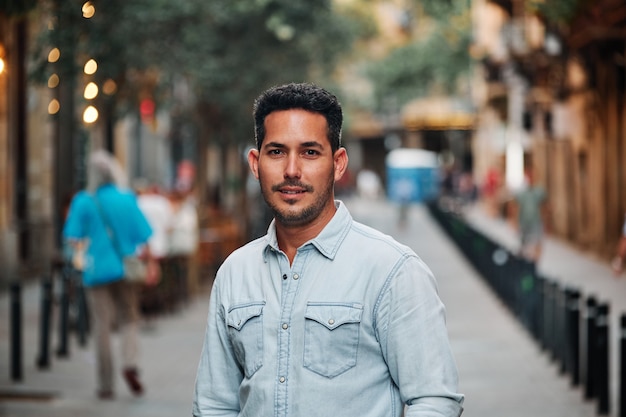 Portrait of a darkhaired Latin boy posing for a photo session