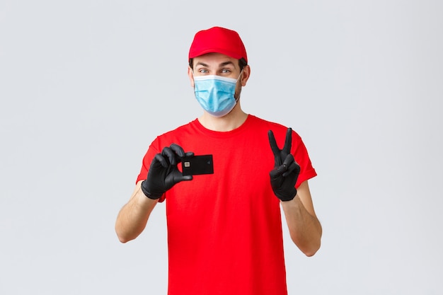 Portrait of delivery man with face mask