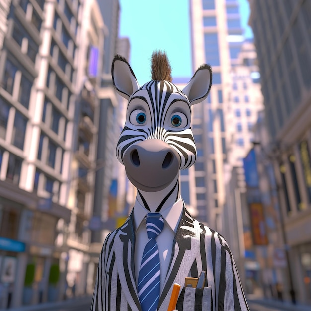 Photo the portrait depicts a zebra dressed in a formal business suit using stock