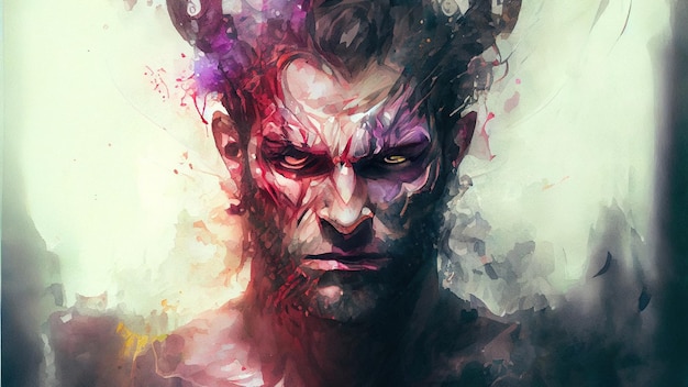 Portrait of a devil A Beautiful digital artwork portrait of An evil demon devil 169 Digital art style illustration painting