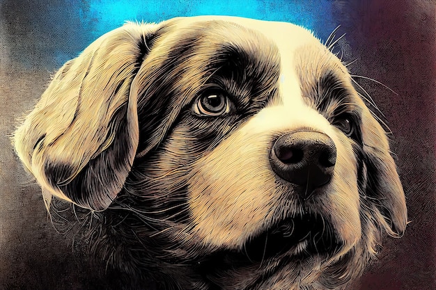 Portrait of a dog Dog art illustration Digital art style illustration painting