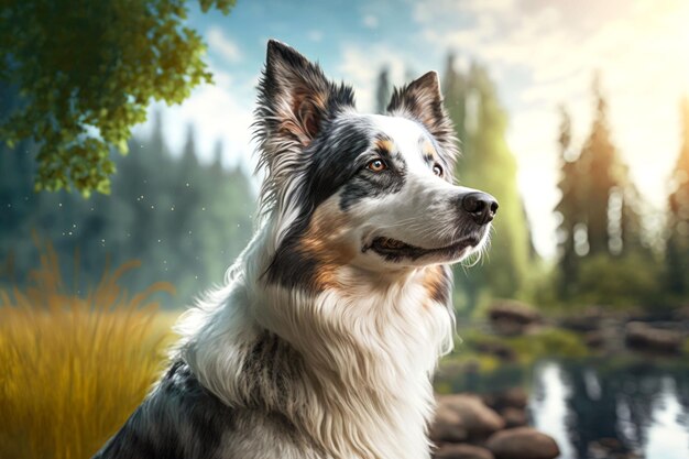 Portrait of dog in a natural environment generative ai illustration