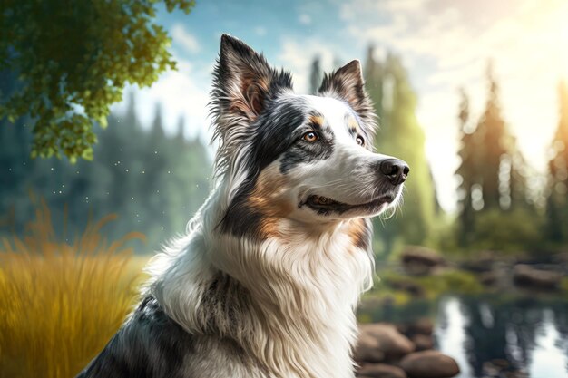 Portrait of dog in a natural environment generative ai