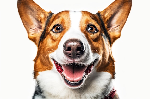 Portrait of dog smiling with all his teethon a white background generative ai illustration