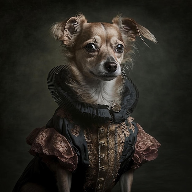 Portrait of a dog with Renaissance clothes