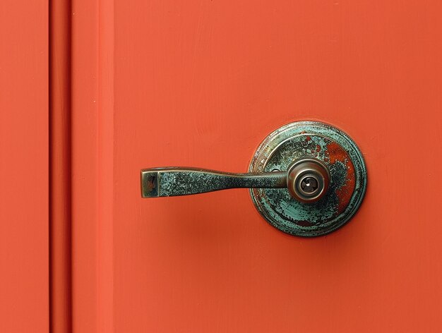 Portrait of a door handle isolated on flat color